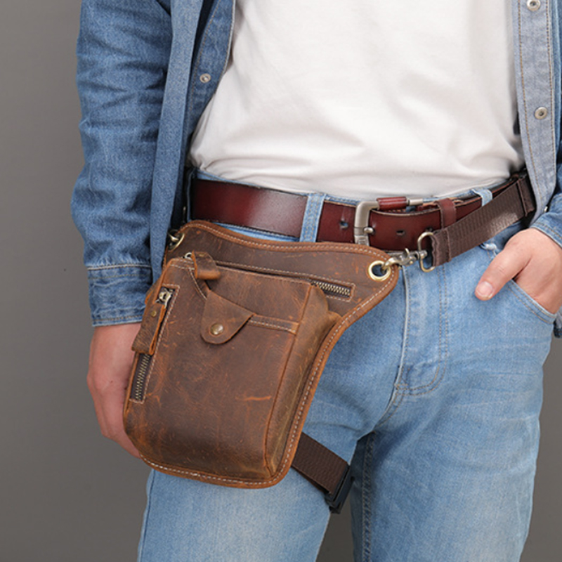 Motorcycle Gear Backpack - Vintage Pu Deri Bel Paketi bacak