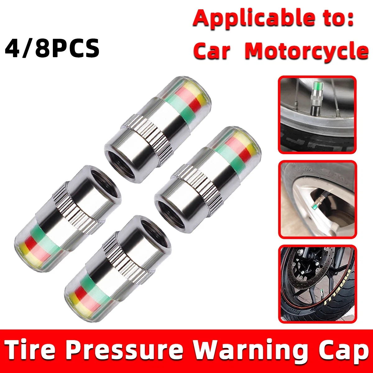 4/8 adet araba lastik valf kap - Tyre Pressure Gauge incelemesi ve fiyatı